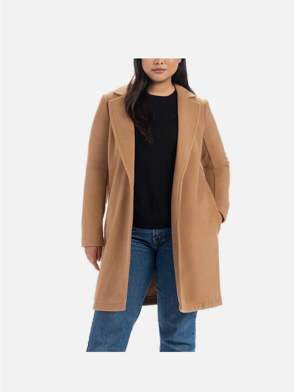 Classic Camel Long Trench Coat — Women's Tailored Overcoat